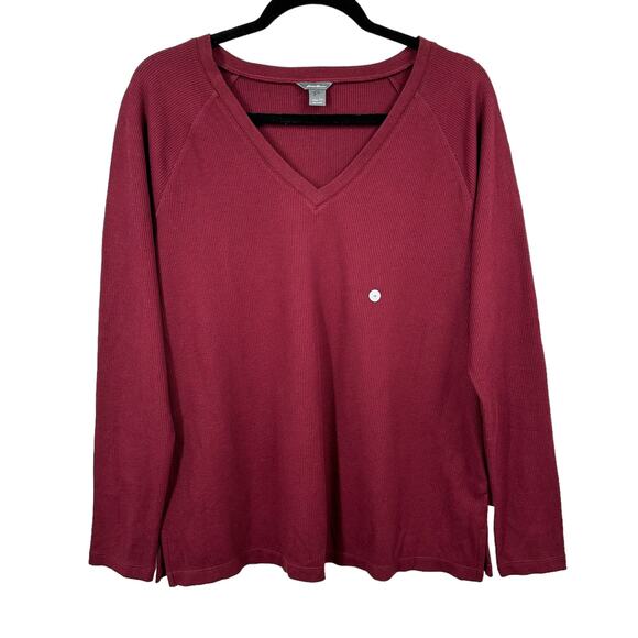 Eddie Bauer Women's Long Sleeve‎ V-Neck T-Shirt Medium NWT Berry - Picture 1 of 7